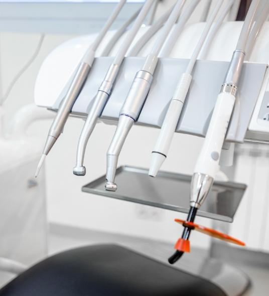 Row of advanced dental instruments